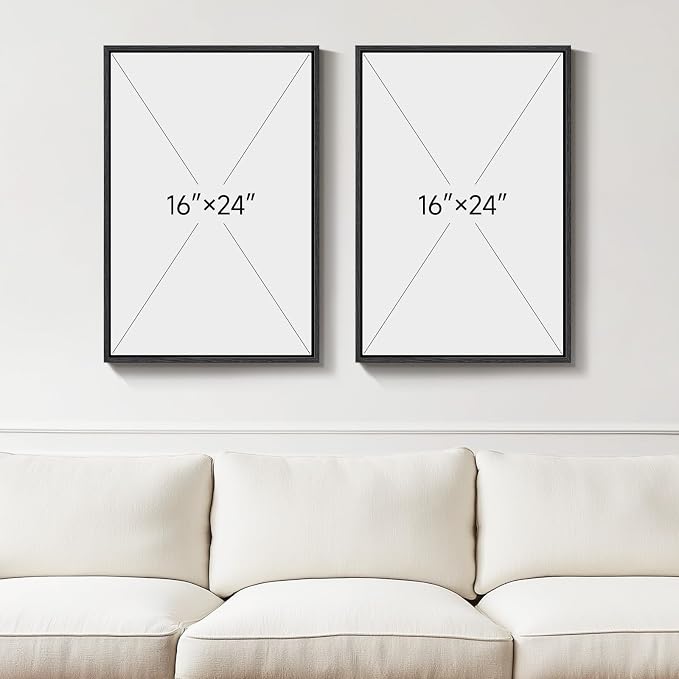 Framed Neutral Abstract Wall Art Set of 2, Black Beige Modern Canvas Prints Paintings Artwork for Walls, Minimalist Block Lines Pictures for Living Room, Dining Room, Bedroom Wall Decor 16x24 In - Image 3