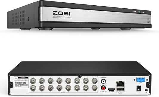 ZOSI H.265+ 1080P FHD 16 Channel DVR for Home Security Camera System with AI Human Vehicle Detection, Hybrid 4-in-1(Analog/AHD/TVI/CVI) Surveillance CCTV DVR Recorder, Remote Access, Email Alarm by ZOSI