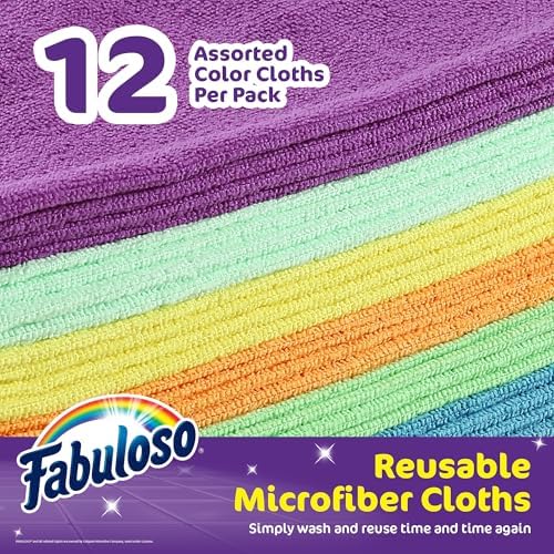 Fabuloso Microfiber Cleaning Cloths, Rainbow, 13x13 in, 12 Count - Image 2