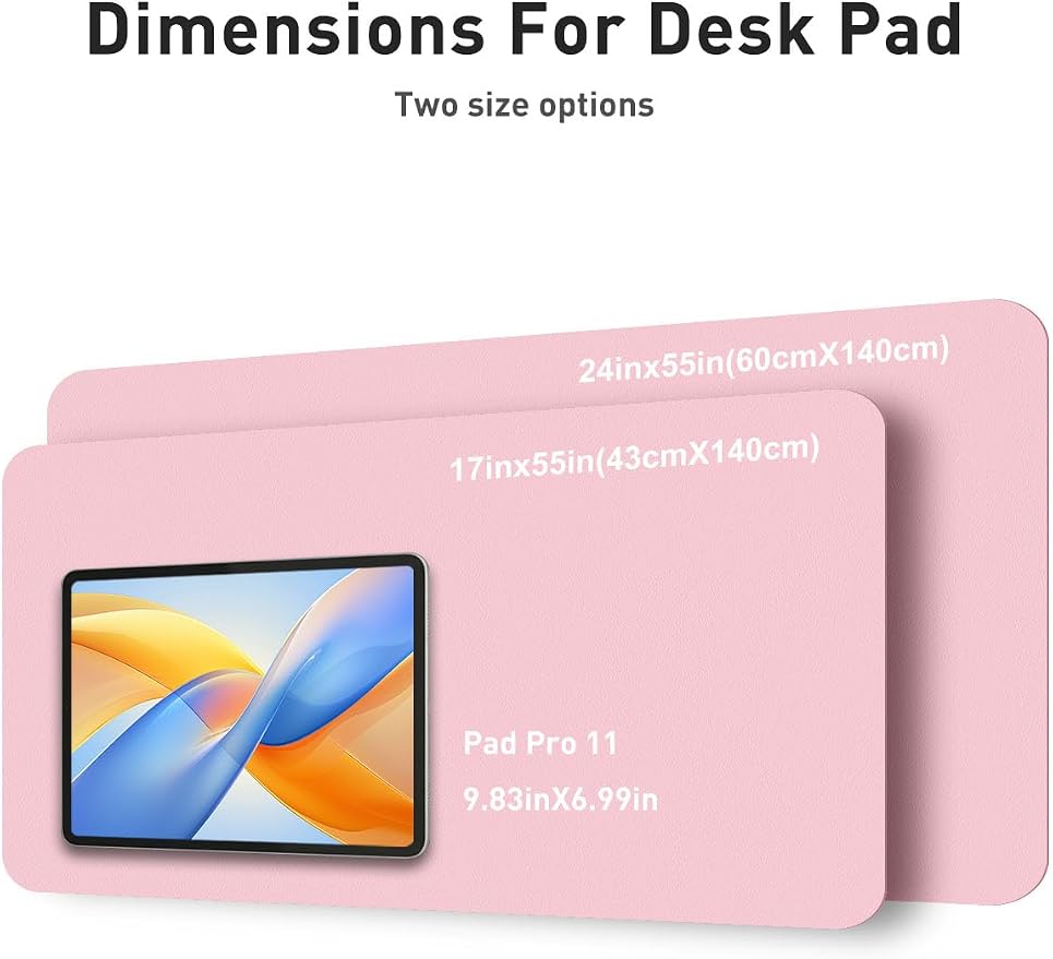Aothia Faux Leather Desk Mat - Non-Slip PU Leather Desk Blotter, Waterproof Writing Surface, Large Desk Pad for Office & Home (Fairy Pink, 55" x 17") - Image 5
