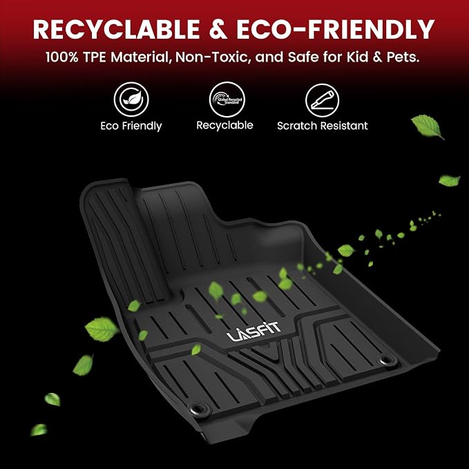 LASFIT Floor Mats & Trunk Mat with Backrest Mat for Honda Pilot 2023-2025 2026, Split & One-Piece Foldable Seating All Weather TPE Floor Liners 1st & 2nd & 3rd Row & Cargo Mat with Seatback Mat, Black - Image 8