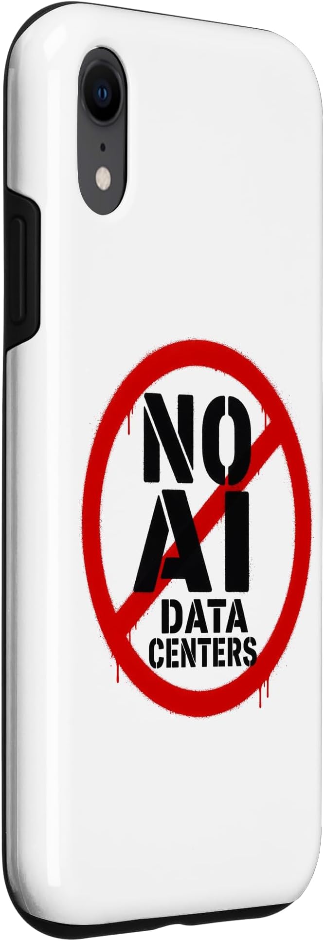 No AI Data Centers – Simple Minimal Spray Paint Style Text Case for iPhone XR - Image 3