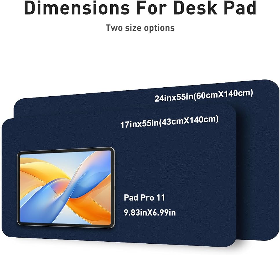 Aothia Faux Leather Desk Mat - Non-Slip PU Leather Desk Blotter, Waterproof Writing Surface, Large Desk Pad for Office & Home (Dark Blue, 55" x 17") - Image 5