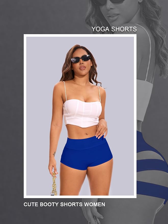 Cut Out Yoga Shorts Booty Butt Lifting Scrunch Shorts High Waisted Workout Gym Active Hot Pants - Image 3