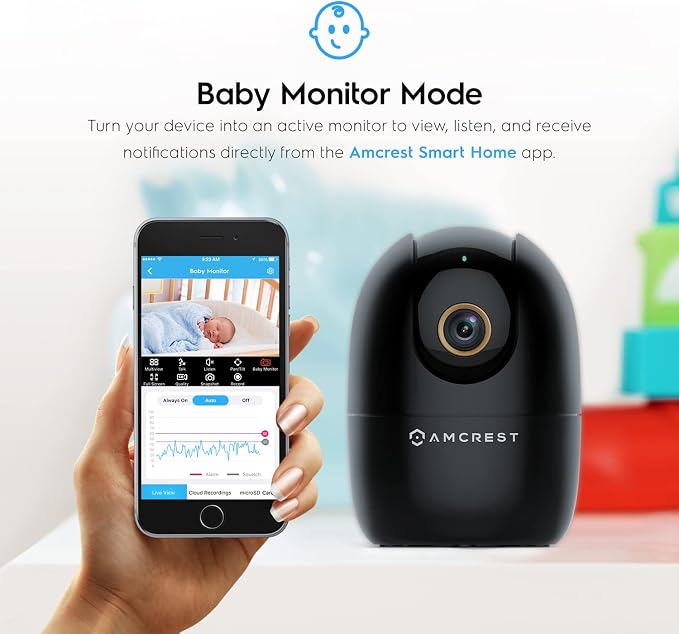 Amcrest 4MP WiFi Camera Indoor, Dog Camera, Sound & Baby Monitor, Human & Pet Detection, Motion-Tracking, w/ 2-Way Audio, Pan/Tilt Wireless IP Camera, Night Vision, Smart Home ASH41-B - Image 5
