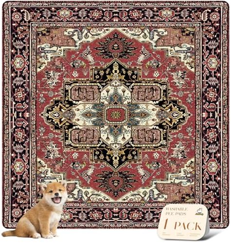 nunubaby Washable Pee Pads for Dogs, Stylish, Non-Slip and Leak-Proof Pee Pads. Reusable Potty Pads for Dogs for Crates and Floors.(Red/Rect,72" x72" ) by Nunubaby