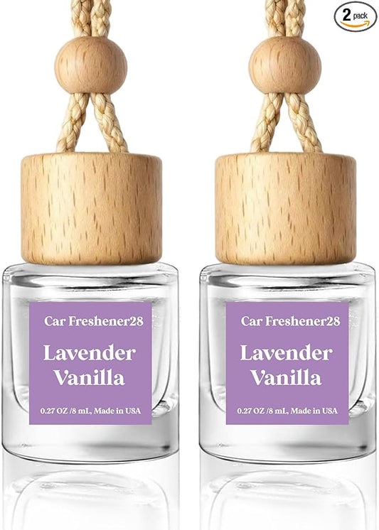 HoogaLife Car Air Freshener Diffuser 2 Pack Hanging Air Freshener Diffuser -Lavender Vanilla Fragrance Oil Air D iffuser for Car, 45+ days Long Lasting Fragrance Made in USA C ar Air Fresheners (L28) by HoogaLife