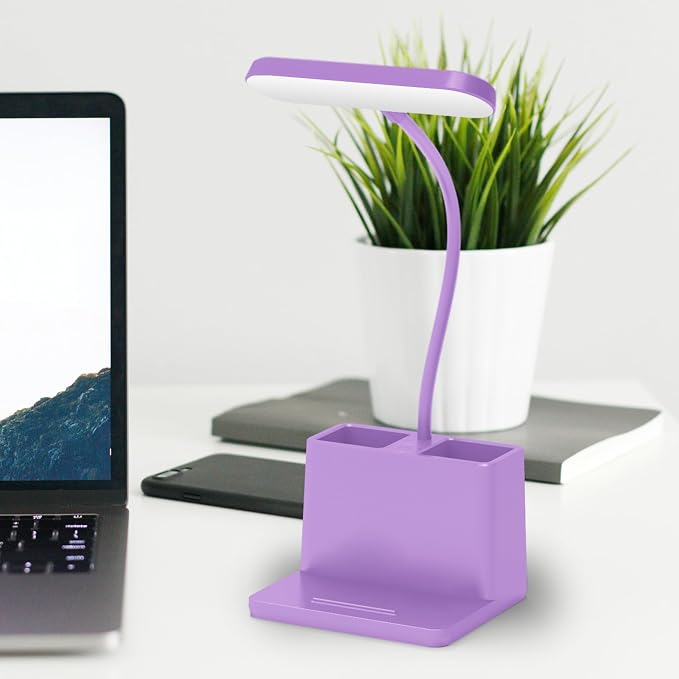 AXX Purple Desk Lamp, Cute Table Light for Home Office College Dorm | Small, LED, Rechargeable, Battery Operated, Cordless, Gooseneck, Mini, Study Accessories, for Teen Girls - Image 2