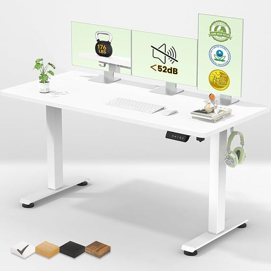 Veken Standing Desk, White, 55×23.6 Inch | Height Adjustable Sit Stand Up Computer Tables for Home Office, Study , Writing, Suit students, employees and group work by Veken