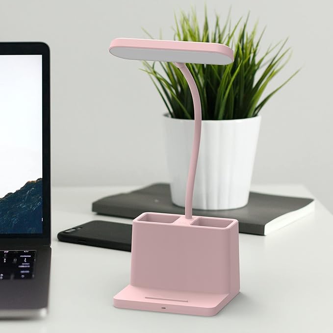 AXX Cute Desk Lamp, Pink Table Light for Women, Teen Girls | LED, Small, Rechargeable, Battery Operated, Touch Control, Gooseneck, Home Office Accessories, College Dorm Essentials - Image 2