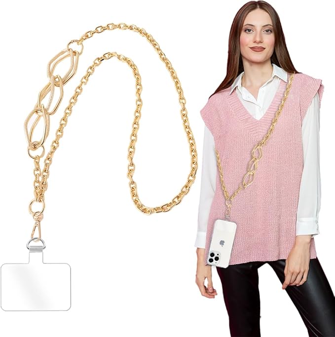Phone Crossbody Lanyard Strap, Durable Metal Cell Chain, Universal Lanyard With Tether Tab, Detachable Strap Compatible With Most Phone Bags and Purses by Turkalla