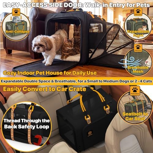 PAWZIDEA Expandable Large Pet Carrier, Soft-Sided 2–4 Cats Carrier Up 55lbs - Image 4