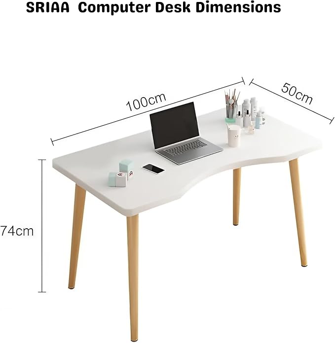 Modern White Wooden Computer Table, 40" L x 20" W x 30" H inches – Durable and Stylish Desk for Home Office, Bedroom, or Study - Image 2