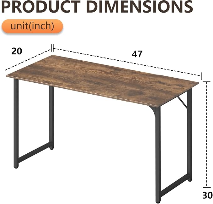 BestOffice Computer Desk,Home Office Desk, Modern Simple Style for Home Office Study Writing (Brown, 47 Inch,2 Pack) - Image 3