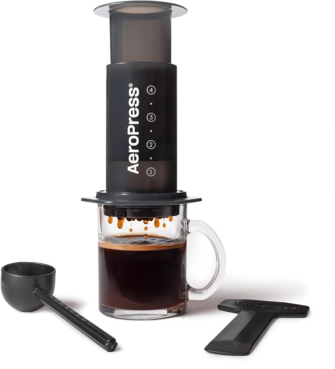 AeroPress Original Coffee Press, French Press, Pour-Over & Espresso Style | All-in-One Manual Coffee Maker, 2-Minute Brew, Less Bitterness, More Flavor, Portable, Travel & Camping by AeroPress