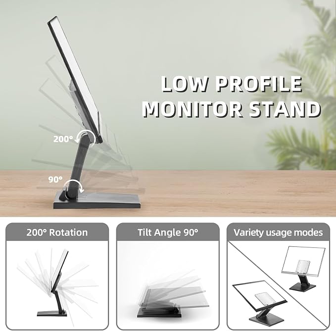 Wearson WS-03A VESA Monitor Stand Low Profile Lay Flat Short Foldable with VESA Hole 75x75mm&100x100mm - Image 5