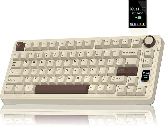 AULA S75 PRO Wireless Mechanical Keyboard with Screen&Knob, 75% Hot Swappable Gaming Keyboard with Pre-lubed Switches, RGB Backlit, PBT Keycaps, Creamy Sounding Computer Keyboards by AULA