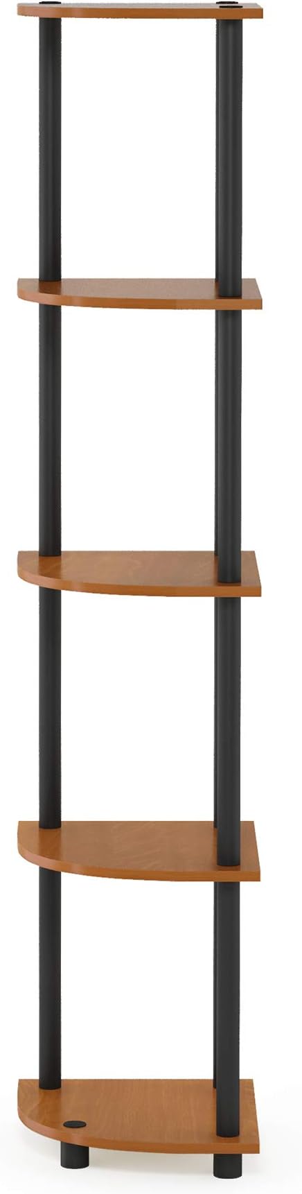 Furinno TURN-N-TUBE Corner Shelf, 5-Tier Corner Bookshelf, Open Storage Shelves, for Organization and Storage, Living Room, Home Office, Garage, Bedroom, Light Cherry - Image 4
