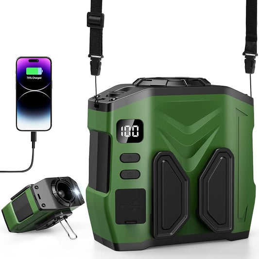 Portable Personal Waist Fan Rechargeable, 10000mAh 5 Speeds 13500RPM Strong Airflow, LED Light & 30H Runtime, Hands-Free Shirt/Belt/Neck Clip on Fan for Camping, Work, Outdoor, Travel by Unknown