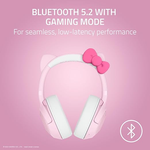 Razer Kraken Kitty V2 BT Wireless RGB Headset: Chroma RGB - Bluetooth 5.2-40 mm Drivers - 40 Hr Battery w/Type C Charging - Hello Kitty & Friends Edition | Chroma RGB Kitty Ears & Earcups, Bluetooth 5.2, 40 mm Drivers, Noise-cancelling Mics, Lightweigh... - Image 3