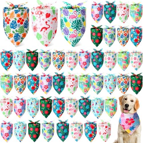 Weewooday 50 Pcs Hawaiian Dog Bandanas Bulk for Summer National Day by Weewooday