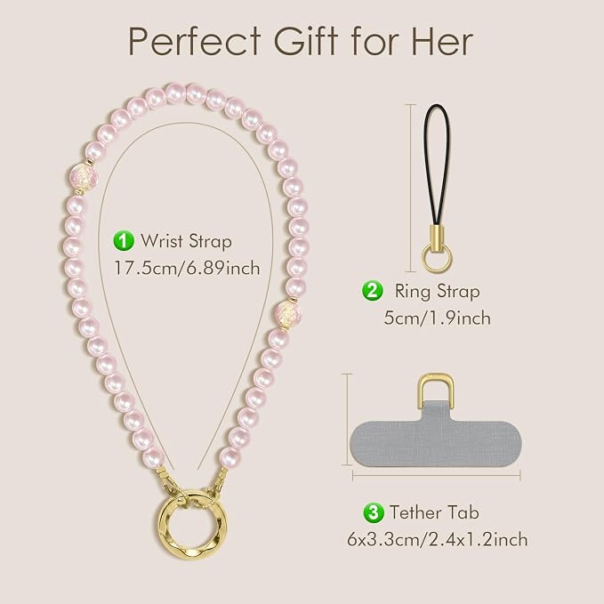 SURPHY Phone Charm, Handmade Beaded Phone Wrist Strap with Tether Tab | Phone Charm Strap, Phone Chain with Premium Metal Buckle, Wrist Strap Fits Cellphone Cases, Wallets, Bags, Keys - Image 6