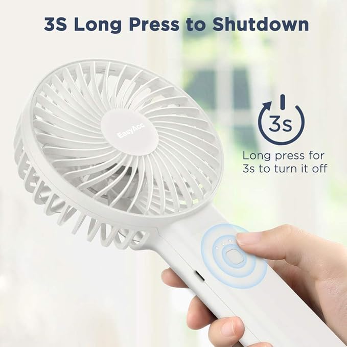 EasyAcc Personal Fans Portable Rechargeable, Washable Guard + Powerful + 180°Foldable + Professional ODM Fan + Durable, 4 Speeds Portable Cooling Fan for Travel Outdoor Office - Image 3