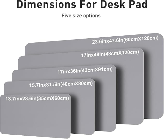 Aothia Leather Desk Pad Protector, Mouse Pad, Office Desk Mat, Non-Slip PU Leather Desk Blotter, Laptop Desk Pad, Waterproof Desk Writing Pad for Office and Home (36" x 17", Light Grey) - Image 6