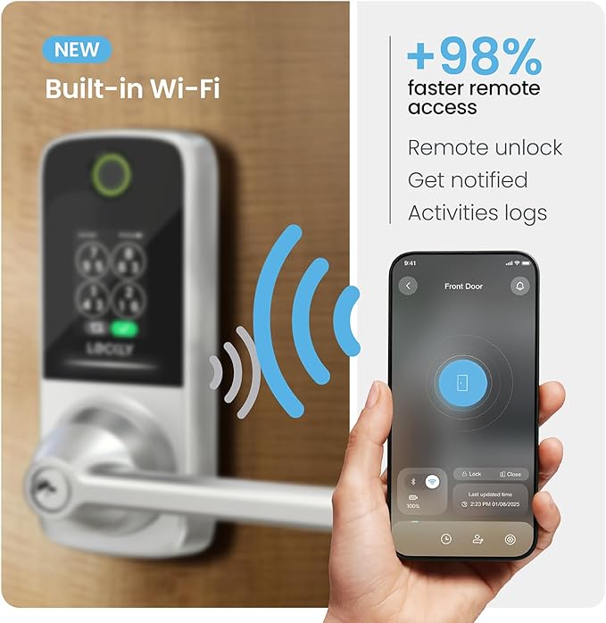 Lockly Secure Pro Smart Lock with Handle - Biometric Fingerprint & Patented Anti-Peep PIN Genie Keypad, Built-in Wi-Fi Keyless Entry Door Lock, App Remote Control, Works with Alexa & Google Assistant - Image 4
