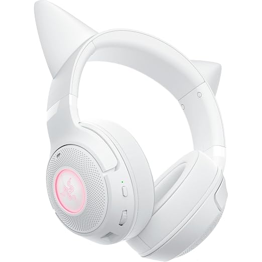 Razer Kraken Kitty V2 BT Wireless RGB Headset, White | Chroma RGB Kitty Ears & Earcups, Bluetooth 5.2, 40 mm Drivers, Noise-cancelling Mics, Lightweight, USB-C, 40 Hr Battery - Image 9