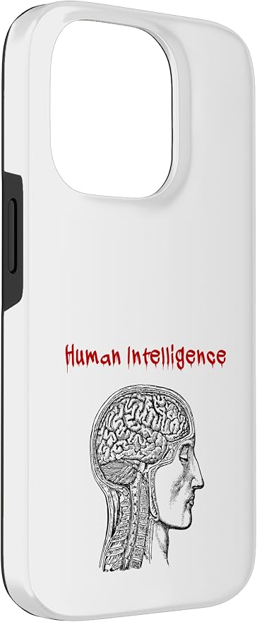 Human Intelligence (Anti Ai Statement & Head Graphic) Case for iPhone 14 Pro - Image 3