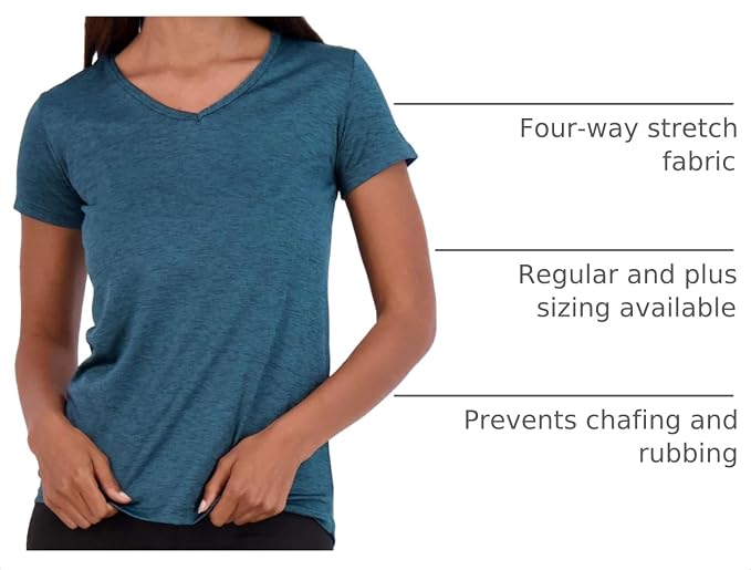 5 Pack Women's Dry Fit V Neck Workout Tops T Shirts Athletic Gym Yoga Tees | Available In Plus Size, Cooling Moisture-Wicking, Short Sleeve, Quick-Dry, Fitness, Stretch, Exercise, Running, Hiking - Image 4