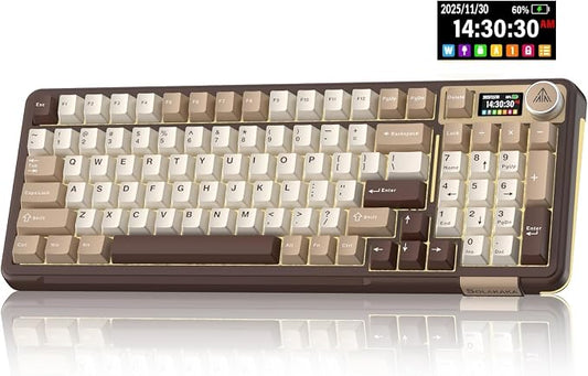 SOLAKAKA A99 Pro Mechanical Keyboard with LCD Screen & Metal Knob, Wireless Gaming Keyboard with BT5.0/2.4GHz/USB-C, Hot Swappable Creamy Keyboard, Gasket Structure, RGB Backlit, for Win/Mac by SOLAKAKA