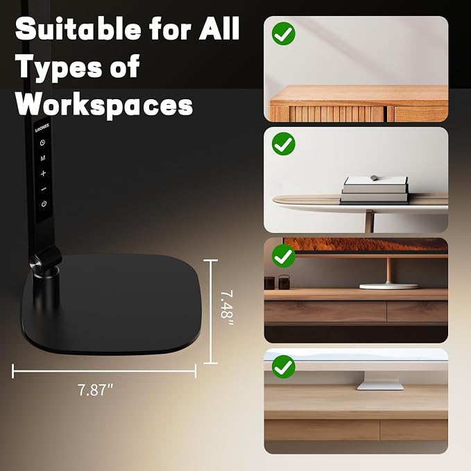 LitONES LED Desk Lamp for Home Office, Soft Edge-lit Design - Modern Style | Eye-Caring Diffused Light, Professional Computer Light for Reading, Crafts & Zoom, Dimmable with 30 Modes, Memory & Timer - Image 8