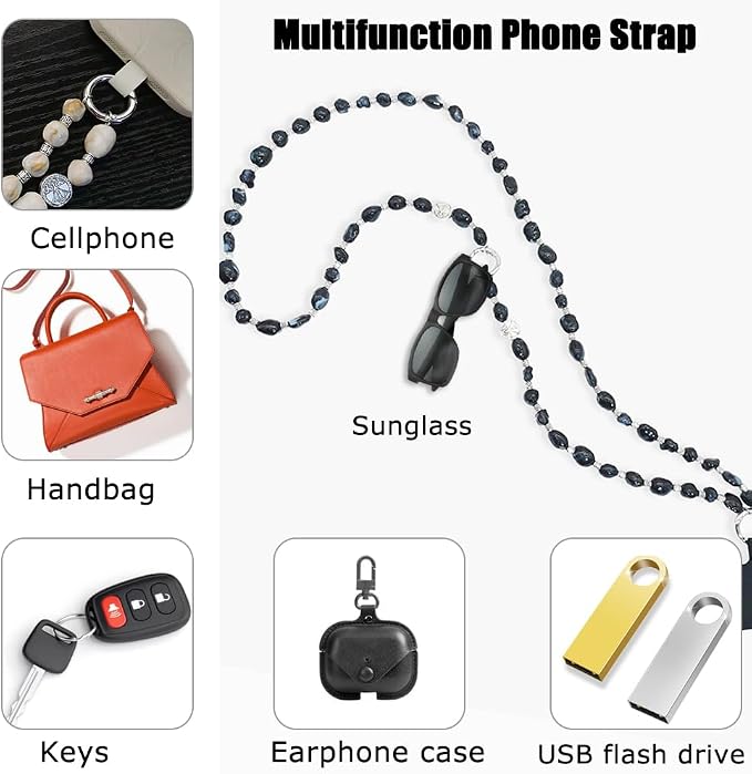 Phone Crossbody Strap, 2in1 Wrist Charm&Shoulder Lanyard,3Ways Usage free to Assembly and Disassembly Phone Strap with Tether Patches for Most Phones Bag Purse (M) - Image 5