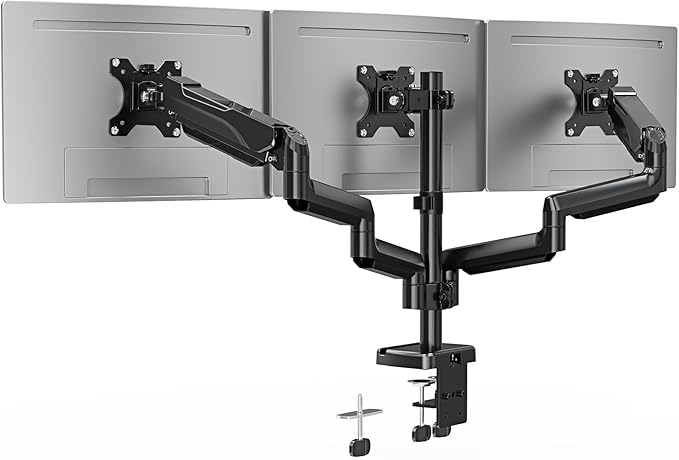 Triple Monitor Desk Mount for Computer Screens up to 32", Holds up to 19.8 lbs Each, 3 Monitor Arm, Heavy Duty Stand Vesa Mount 75x75, 100x100 by ERGOFOCUS