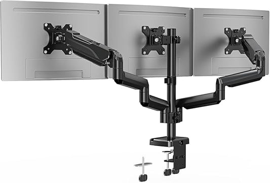 Triple Monitor Desk Mount for Computer Screens up to 32", Holds up to 19.8 lbs Each, 3 Monitor Arm, Heavy Duty Stand Vesa Mount 75x75, 100x100 by ERGOFOCUS