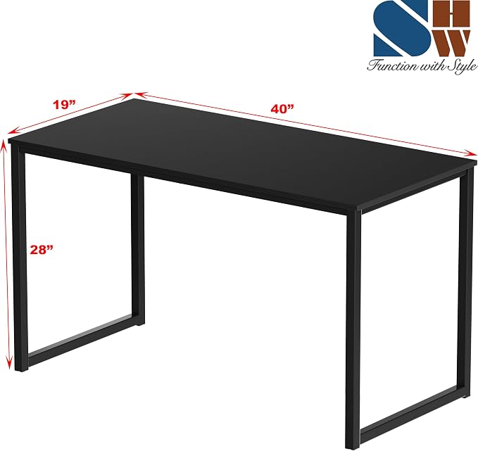 SHW Mission 40-Inch Home Office Computer Desk, Black - Image 3