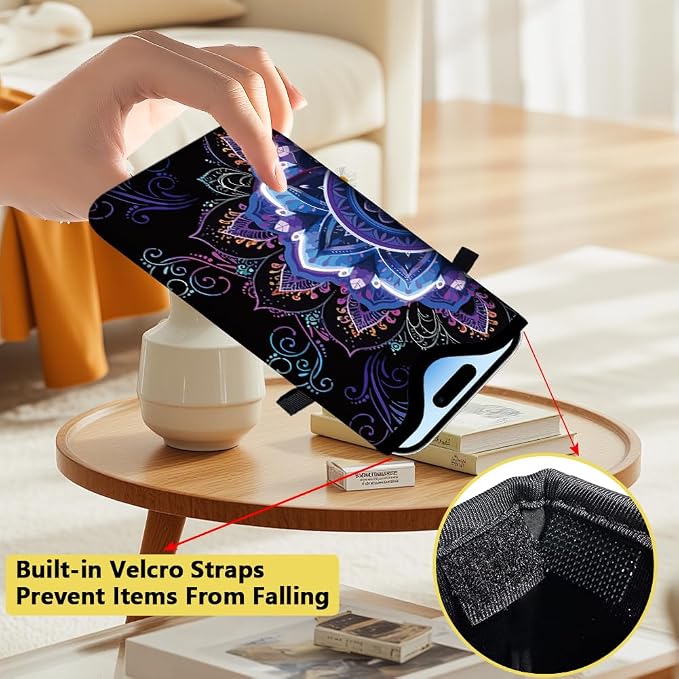 Floral Phone Pouch Neoprene Cell Phone Sleeve Purple Nylon Waterproof Cellphone Bag Case with Crossbody Strap Neck Lanyard Protective Carrying Cover Fits Most Smartphones 7.1 x 3.9 Inch - Image 3