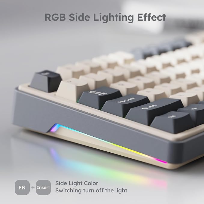 RK ROYAL KLUDGE R87 Pro Wired Mechanical Keyboard with Hot Swappable Knob 75% RGB Backlit Gaming Keyboard 88 Keys TKL Gasket Mounted with QMK/VIA and Linear Creamy Switch - Image 6