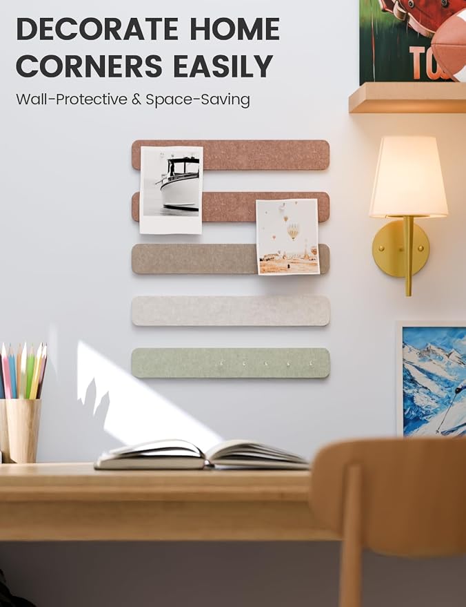 Fluxynara 13" x 2" Felt Wall Panels, Boho | 5-Pack Cork Board Alternative with 35 Push Pins, Adhesive Mounting for Bedroom Door or Home Office - Image 4