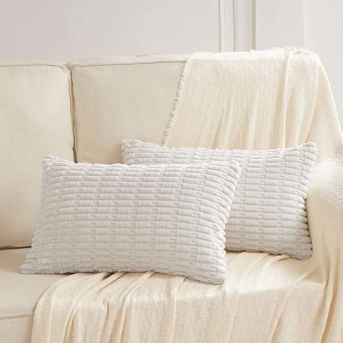 Fancy Homi 4 Packs Decorative Throw Pillow Covers for Living Room Couch Bed, Modern Farmhouse Boho Home Décor Accent Cushion Case, 24" x 16", White - Image 6