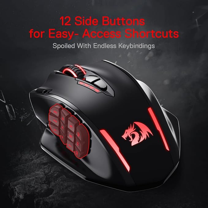 Redragon M913 Wireless RGB MMO Gaming Mouse 16000 DPI Remapping Keys | Cable-Free 0 Delay Dedicated for FPS Gamers, Redefine Keybinding Macro, Vibing Backlight, Ergonomic Grip Body Comfort - Image 4