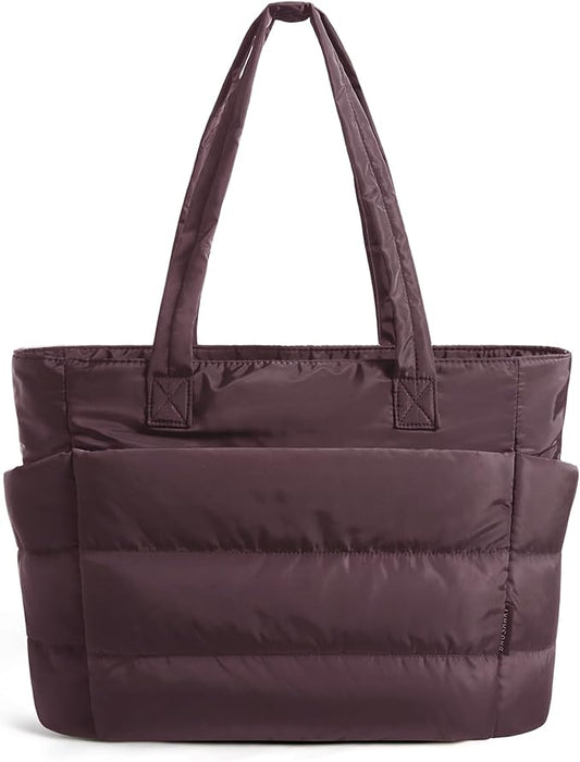 BAGSMART Tote Bag for Women, Lightweight Puffy Tote Bag with Compartments Shoulder Bag Handbag for Travel, Work, Gym | Lightweight by BAGSMART