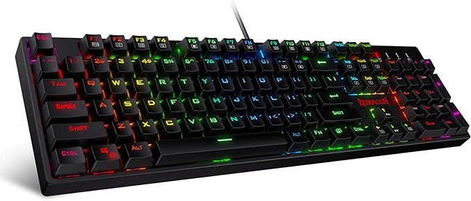 Redragon K582 Wired RGB Mechanical Gaming Keyboard, 104-Key Standard Layout | 16.8M Color Immersive eSports Lighting Vibe, N-Key Rollover for Accurate Combos, 50M-Keystroke Durability, Customize Software by REDRAGON