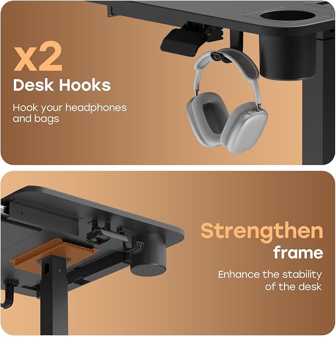 Small Mobile Standing Desk with Drawer, 23.6" x 19.7" Top | Height Adjustable Rolling Teacher Desk with Cup Holder and Hooks, Portable Workstation on Wheels for Classroom & Study, Black - Image 8