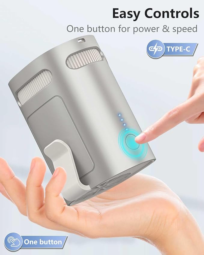 Shirt Fan Clip on Belt Hip Pants Back- Personalized Portable Waist Fans that Blow Cold Air,USB Chargeable Hangs round Neck Cooler Ac,Silencioso Waist Band Body Cooling Products for Woman Man Kid Gray - Image 4