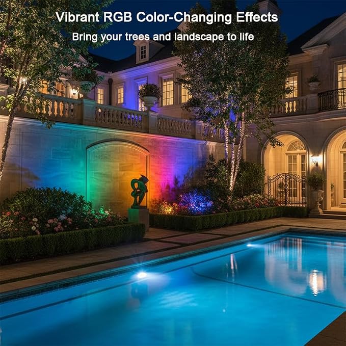 Smart Landscape Spotlights, Low Voltage IP67 Waterproof Outdoor Spot Lights Compatible with APP/Remote Control Color Changing Lights for Yard Garden Pathway Lawn Tree Festival 6 Pack - Image 4