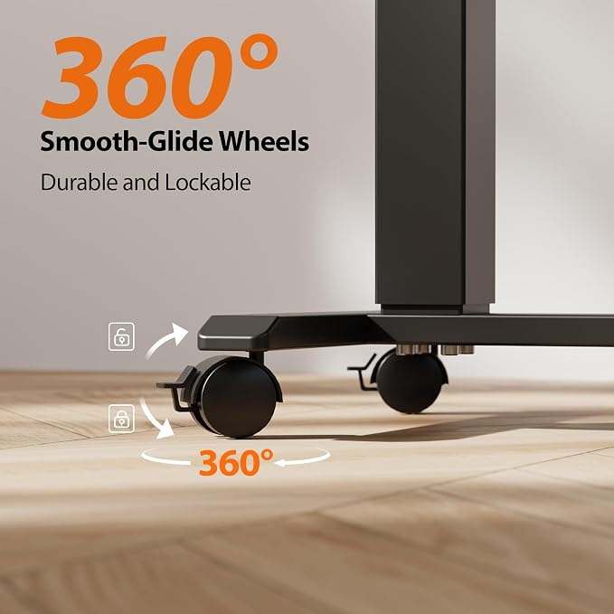 Agilestic 26*16 Inch Height Adjustable Electric Standing Desk, Dark Walnut | Sit Stand Up Computer Desk, with Wheels, Memory Presets, Stable Steel Frame, 88 lbs, Easy Assembly, Home Office, Studying - Image 7