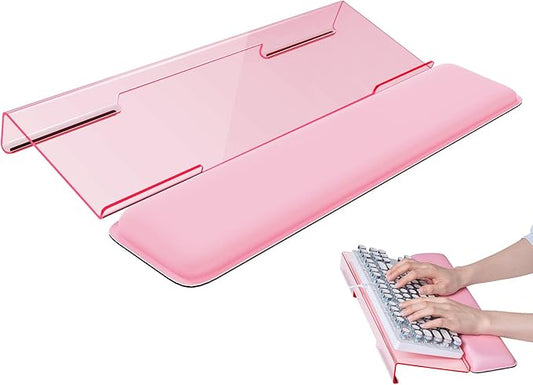 Laborio Computer Keyboard Wrist Rest, Keyboard Riser Stand for Desktop | Pink, Ergonomic Acrylic Keyboard Holder, Non-slip Wrist Pad, Pain Relief for Typing, Multiple Colors by Laborio